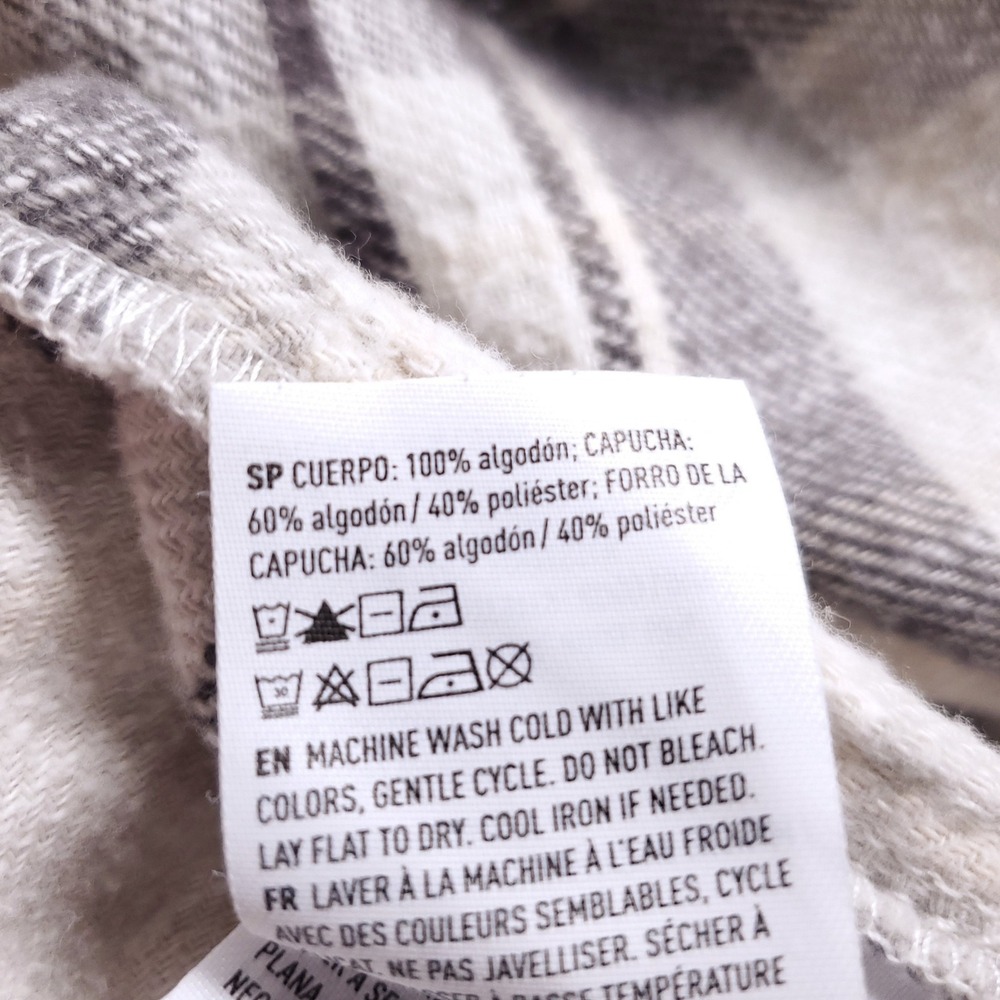 American Eagle Plaid Hooded Button Up Shirt Women L Gray Gorpcore Cabincore SOFT - Picture 9 of 11